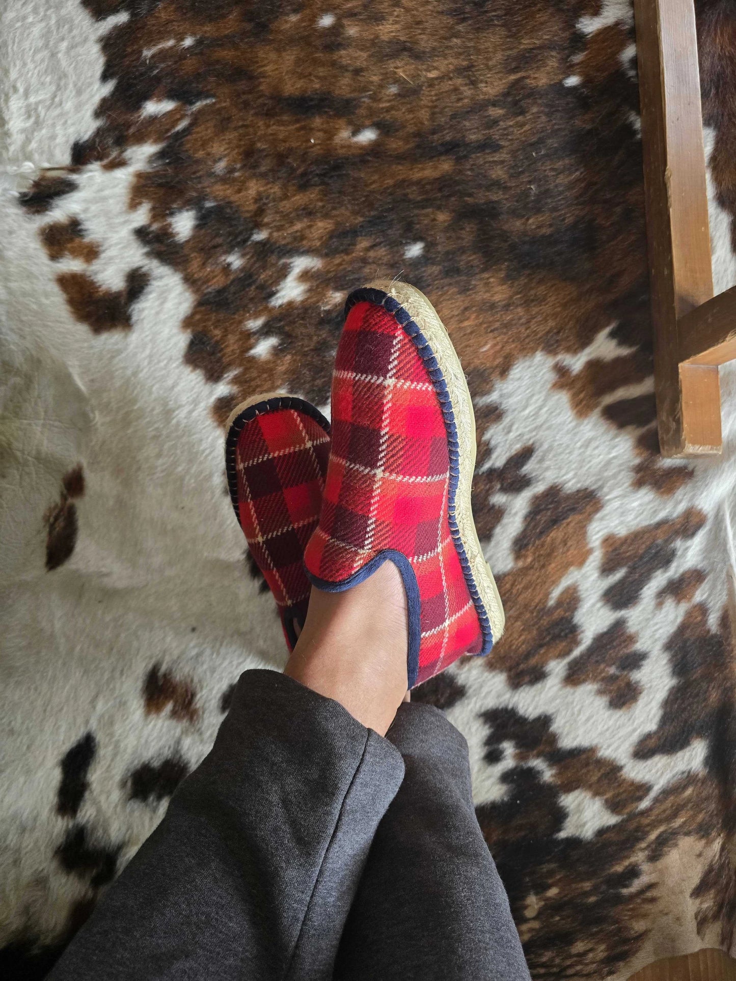 Espadrille Charentaise à Carreaux Rouges