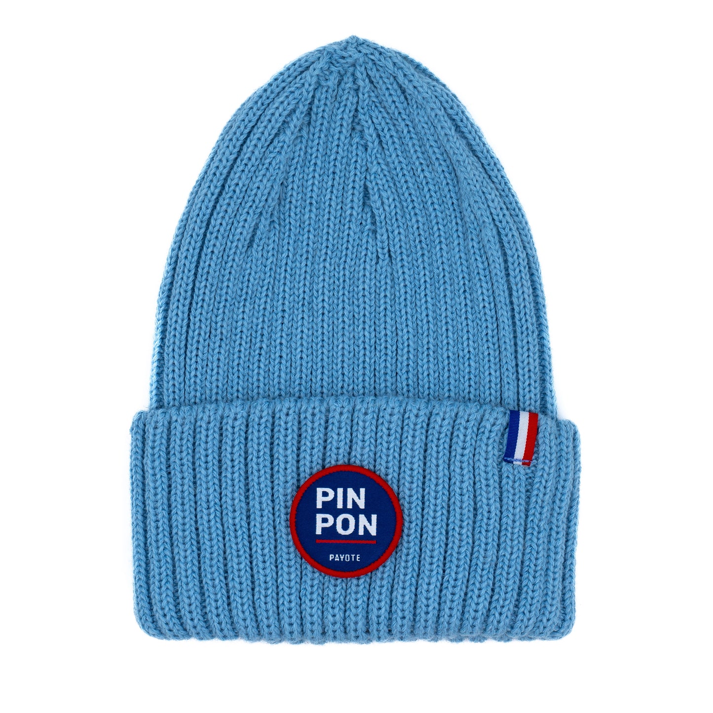 Bonnet bleu ciel solidaire et made in France "Pin Pon"