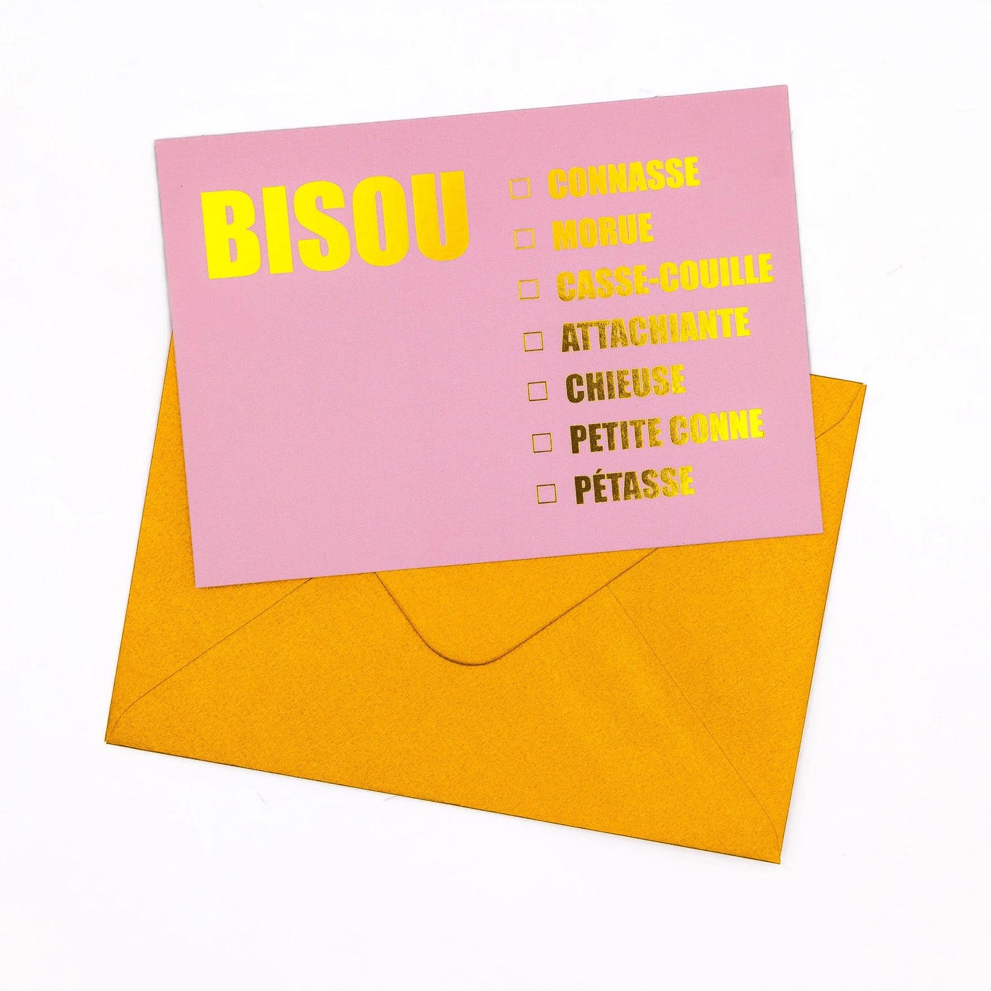 Carte "BISOU" Rose