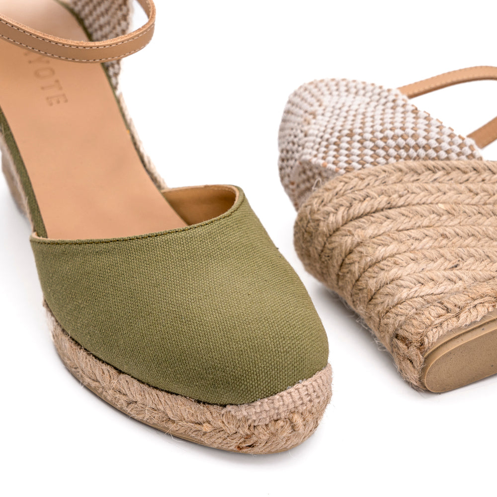 The Khaki Mathilde Buckle-Up Wedge Espadrille