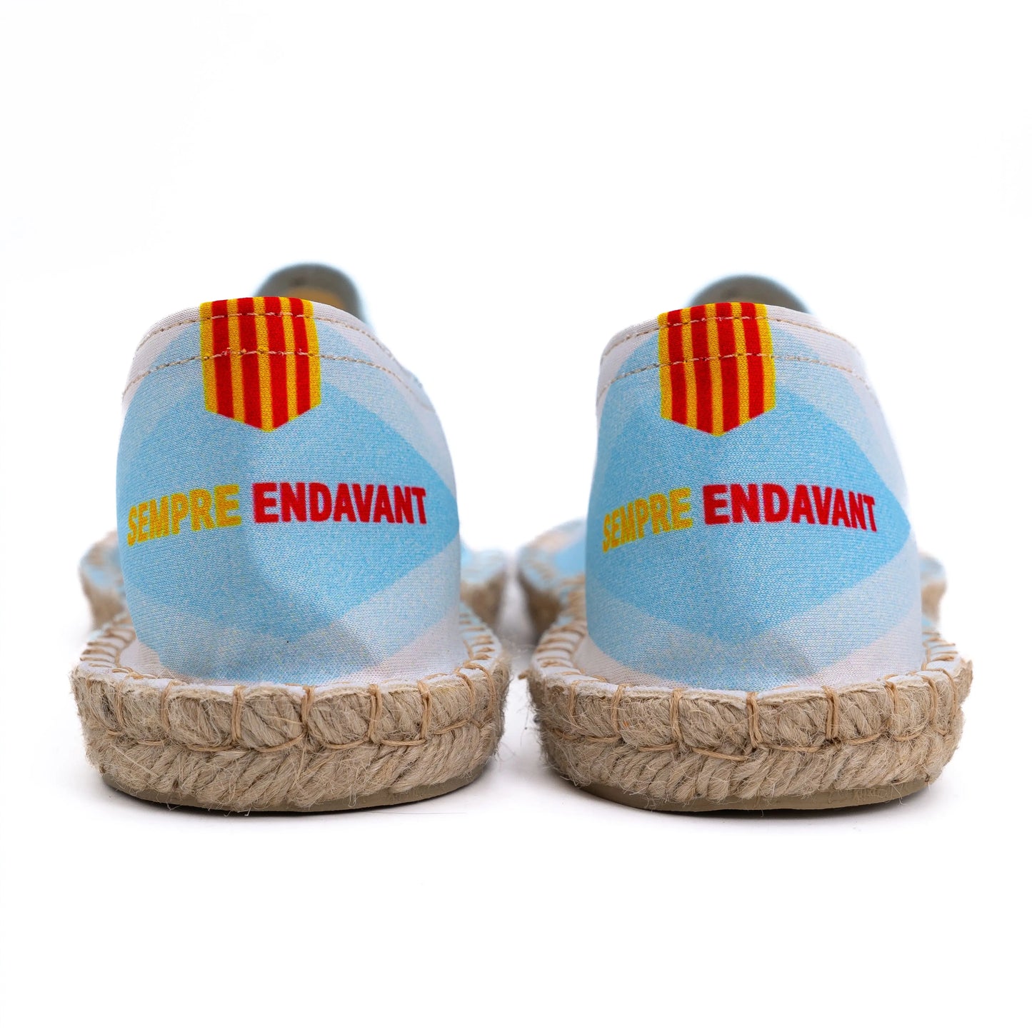 Vue arrière de l'espadrille USAP bleue et blanche