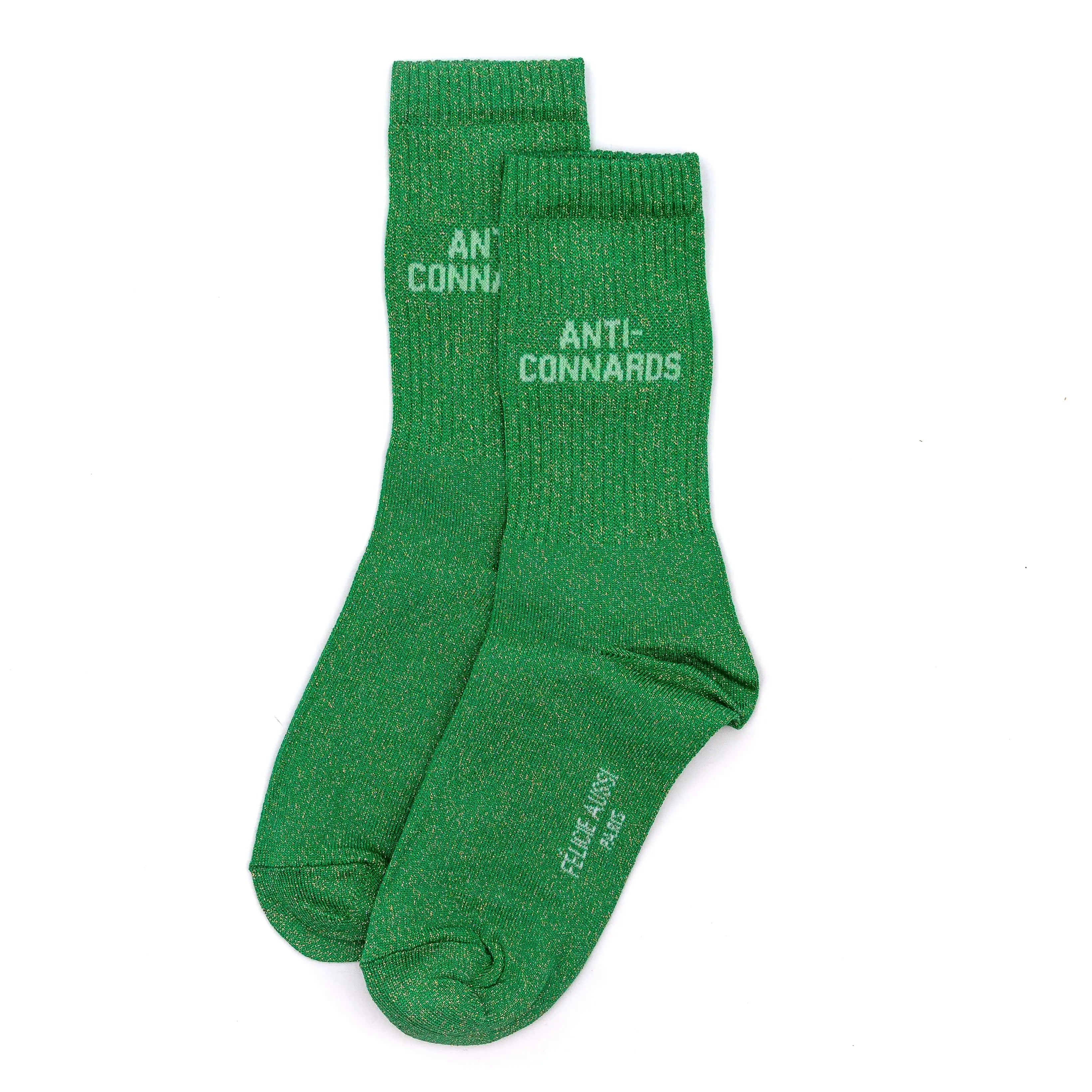 Chaussettes ANTI CONNARDS vertes paillettes 36 40