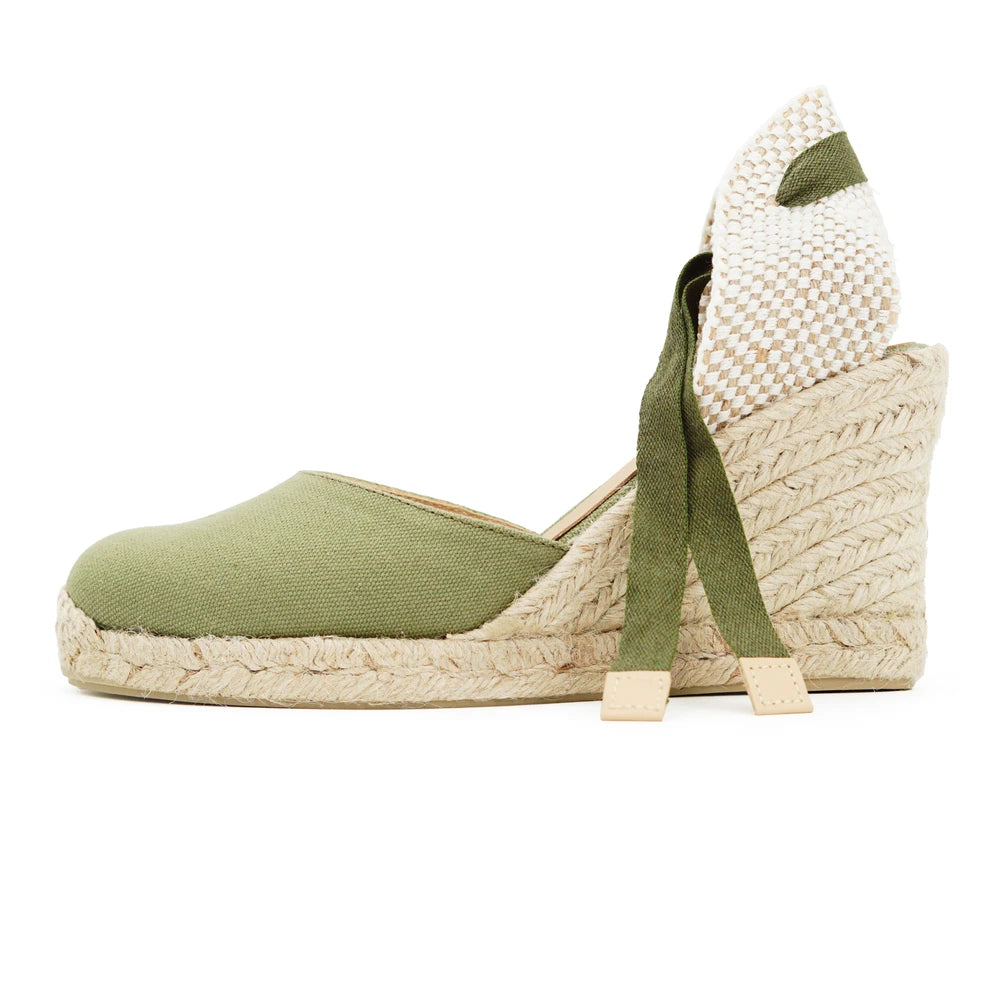 The Khaki Mathilde Lace-Up Wedge Espadrille