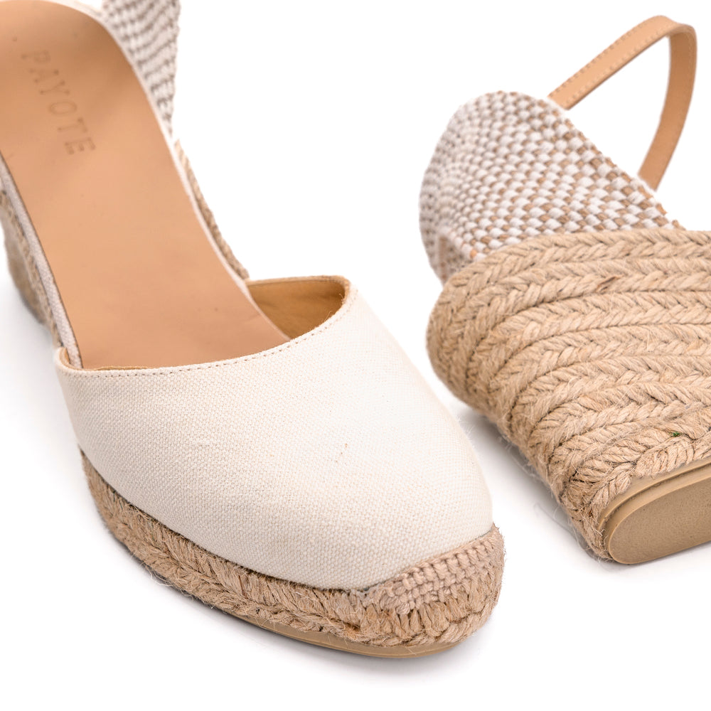espadrille compensée beige à boucle made in France