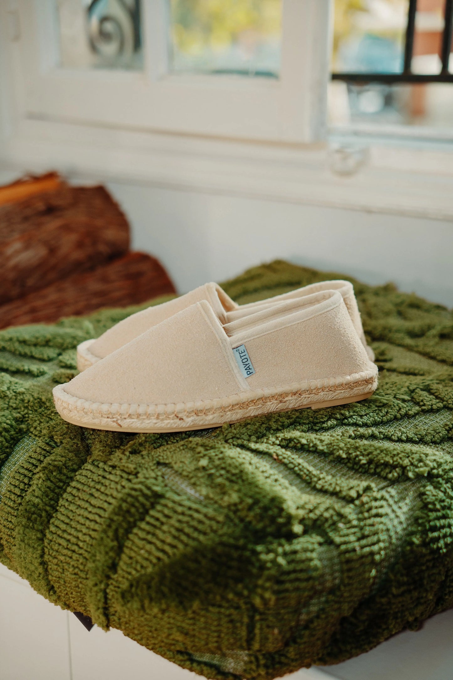 Chausson espadrille fourré beige fabriqué en France