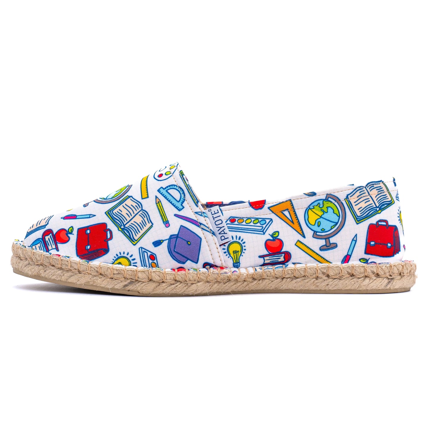 Espadrille à l'imprimé matériel scolaire