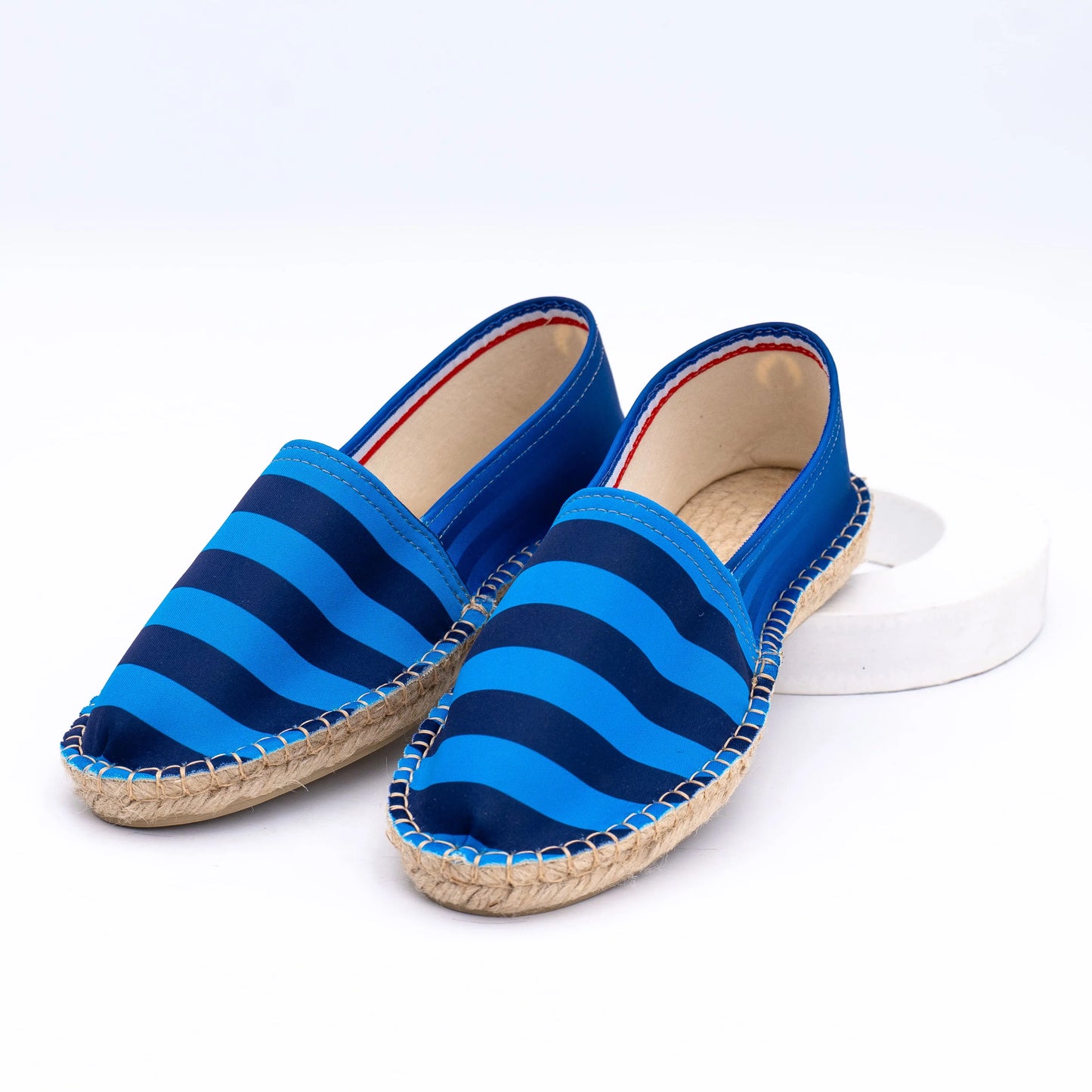 Espadrille Jeux Olympiques marinière rayée bleu et bleu marine