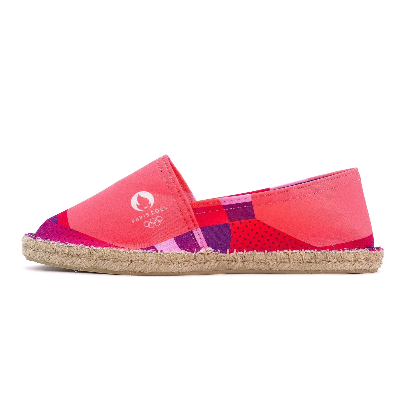 vue de profil de l'espadrille JO paris 2024 rose