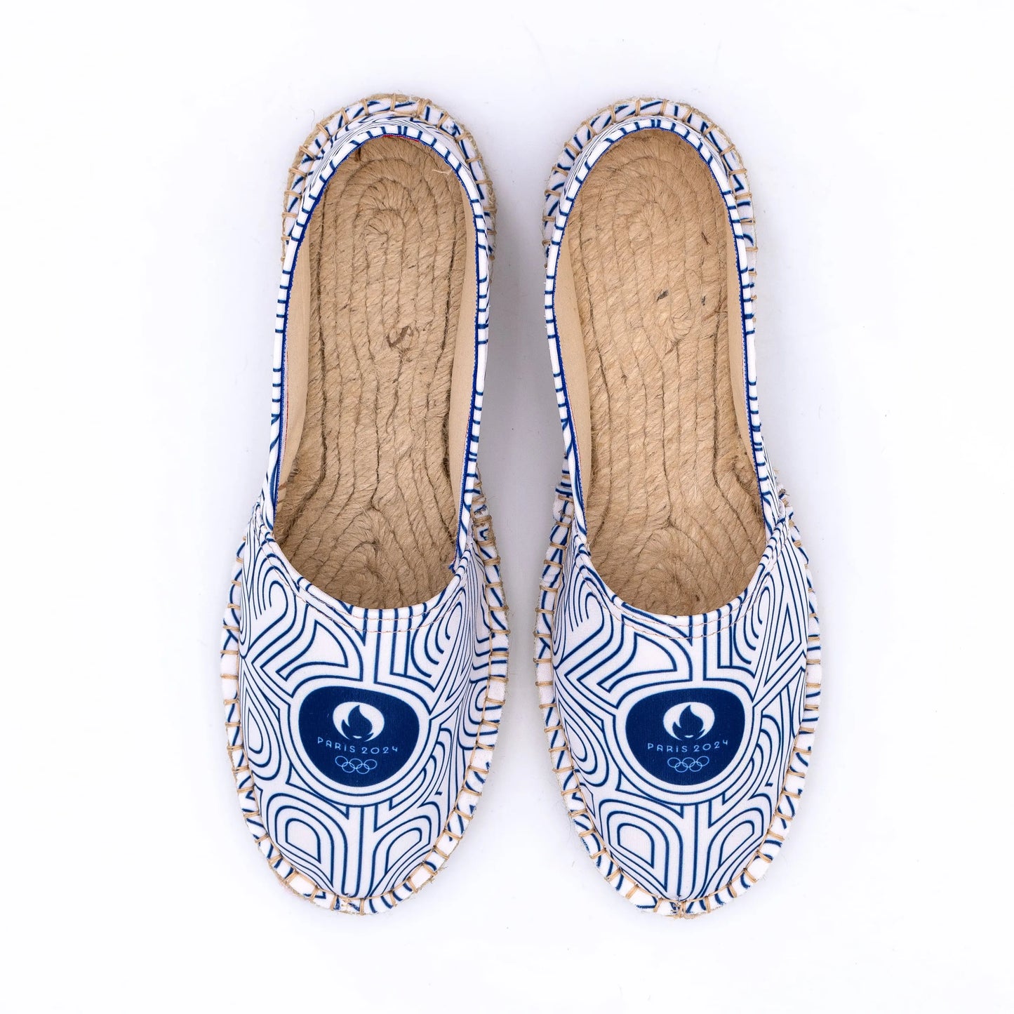 Espadrille JO Paris 2024 bleue et blanche vue de haut