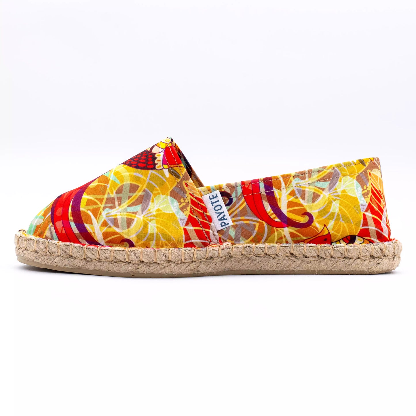 Espadrille jaune imprimée oiseaux