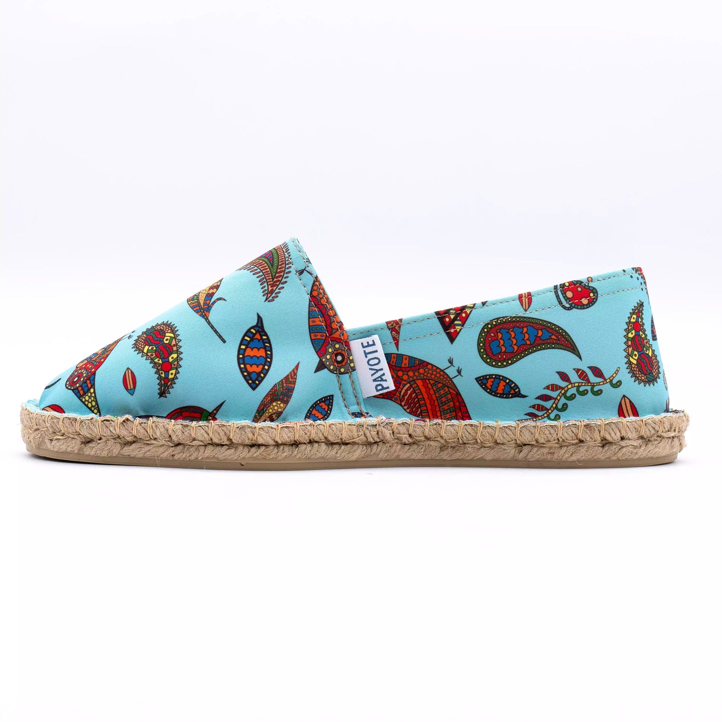 Espadrille bleu turquoise avec un imprimé oiseaux