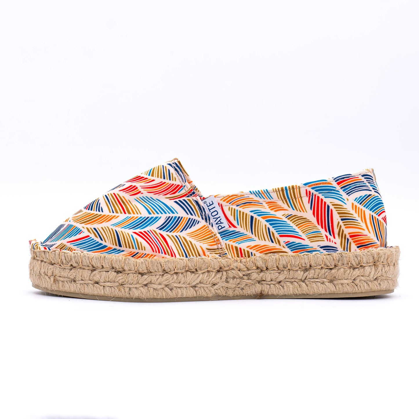 Espadrille plateforme imprimée orange et bleu