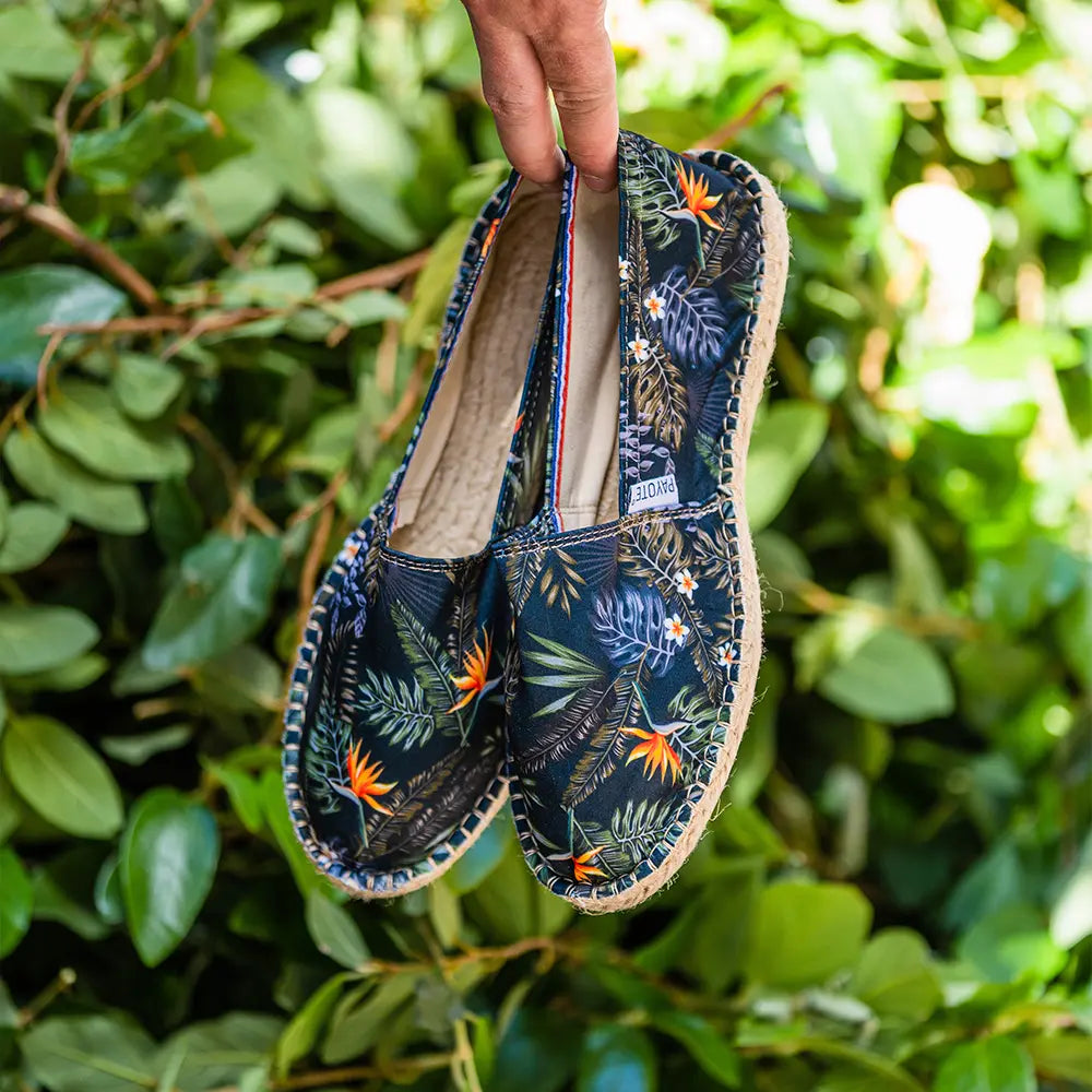 Espadrille tropicale noire made in France