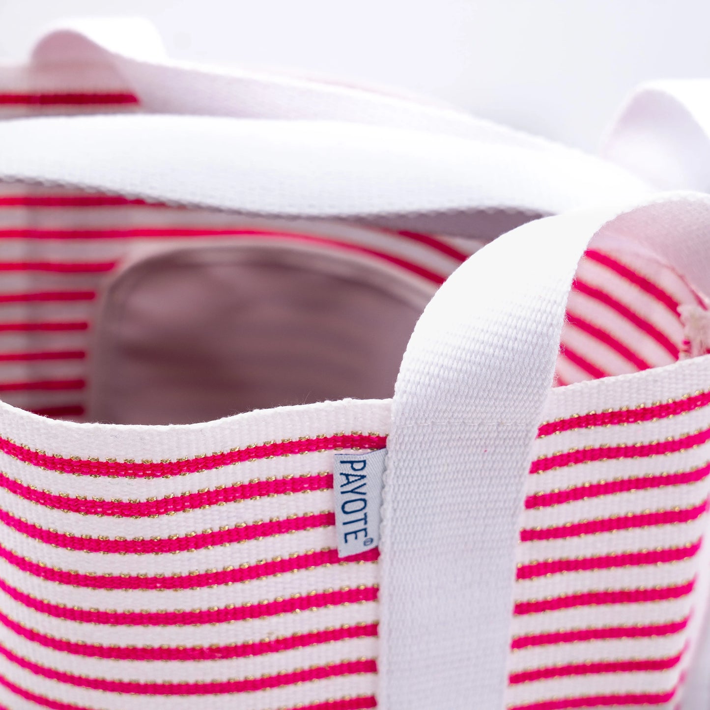 Pink striped sequin espadrille bag