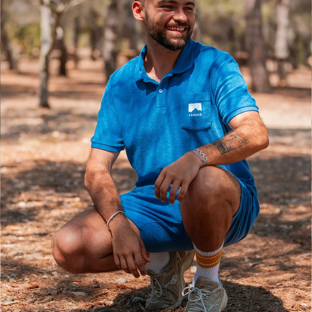 Polo éponge Canigó bleu pour homme