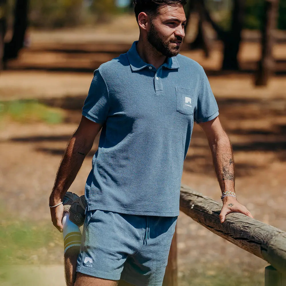 Polo éponge bleu clair pour homme Canigó