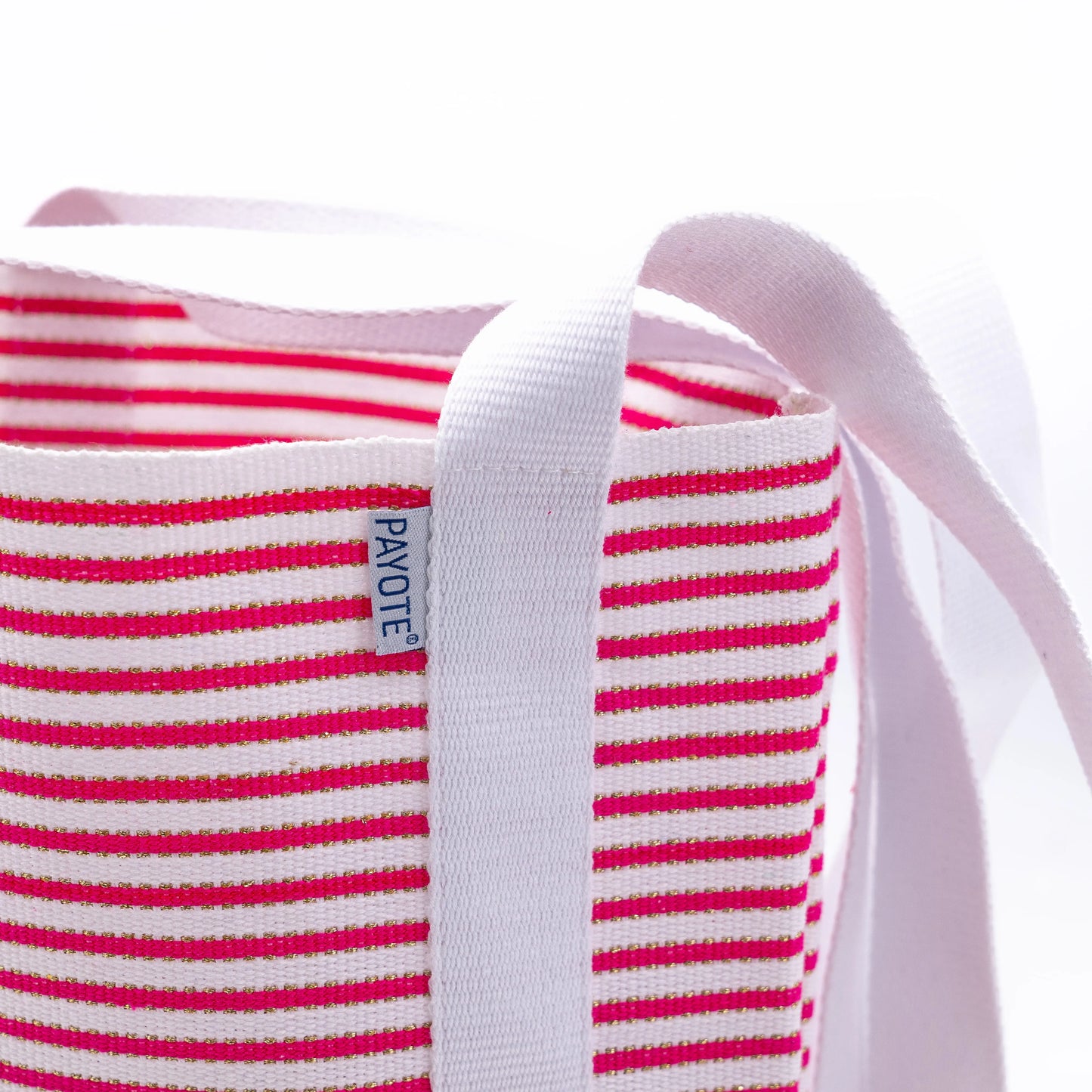 Pink striped sequin espadrille bag