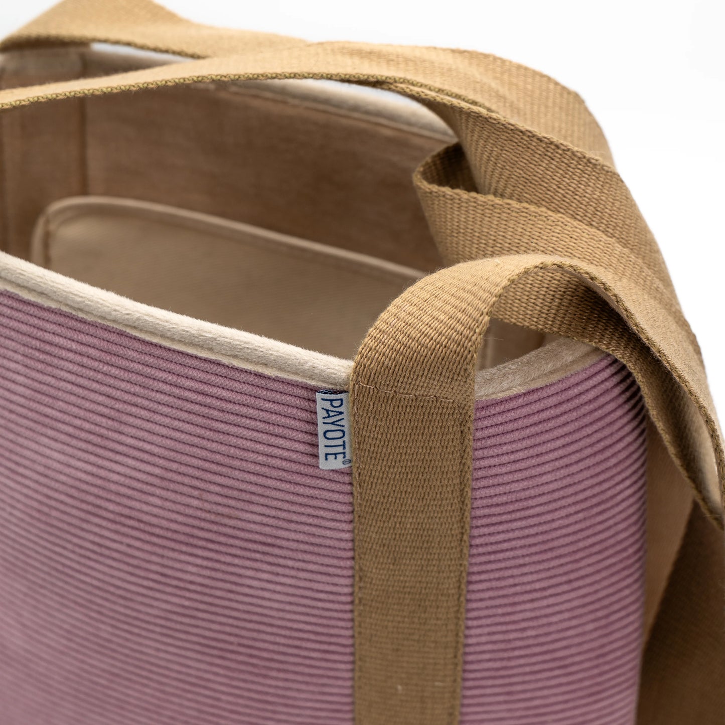 Vue intérieure du sac espadrille fourré rose