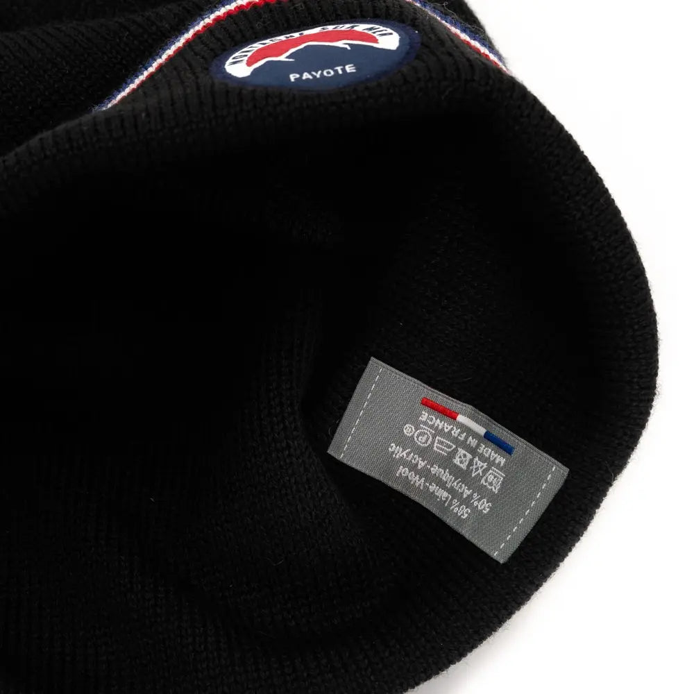 Black Payote beanie with trim
