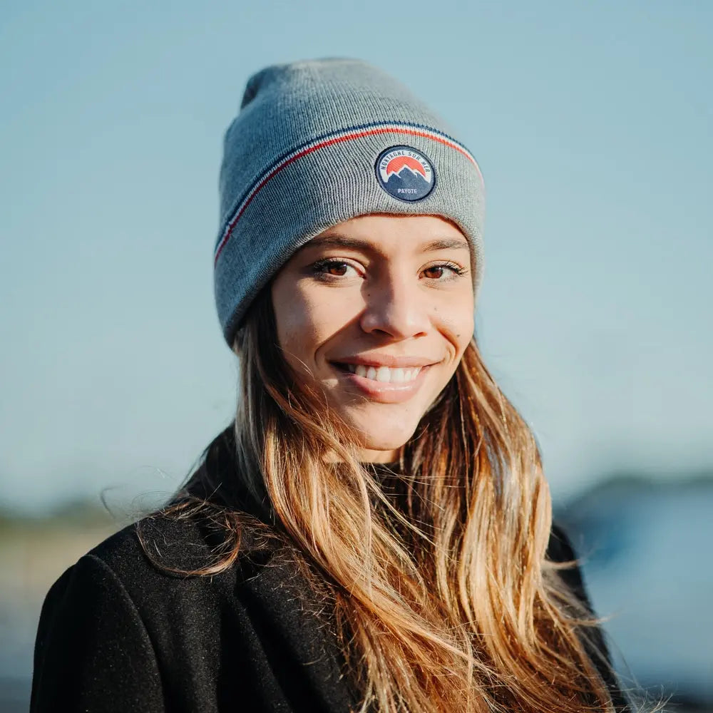 Gray Payote beanie with trim