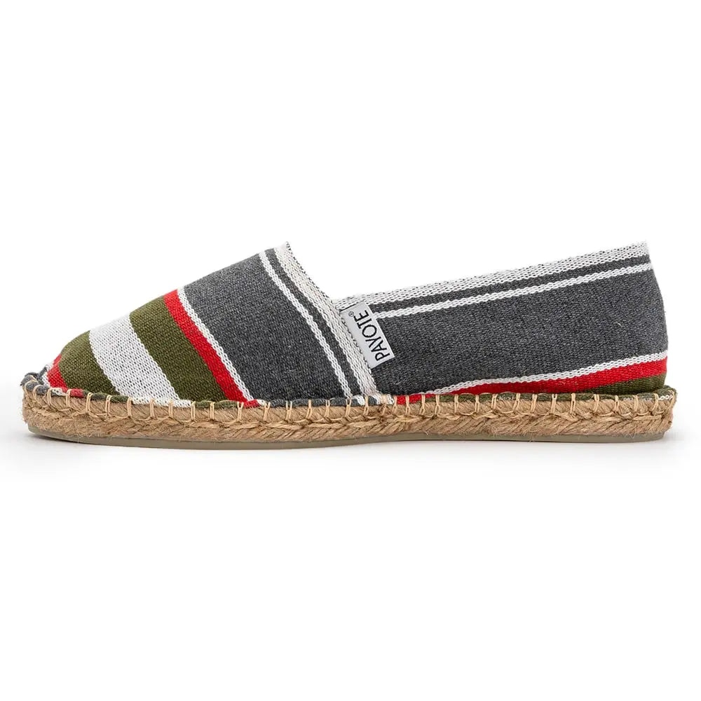 Espadrille rayée rouge et gris