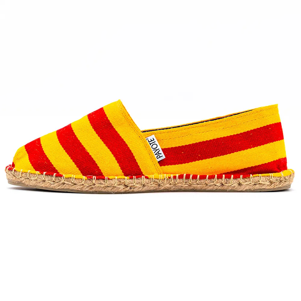 Espadrille rayée rouge et jaune