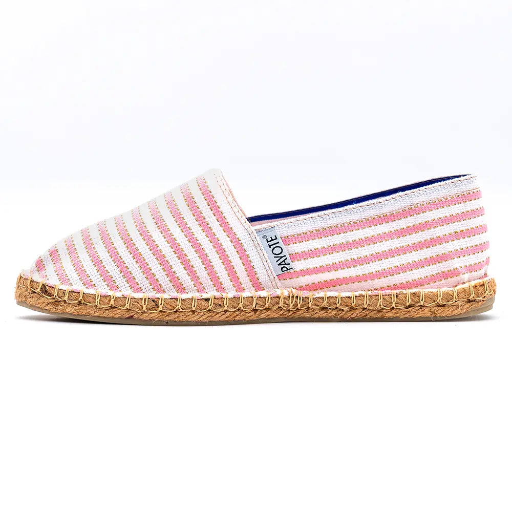 Espadrille rayée rose et blanc