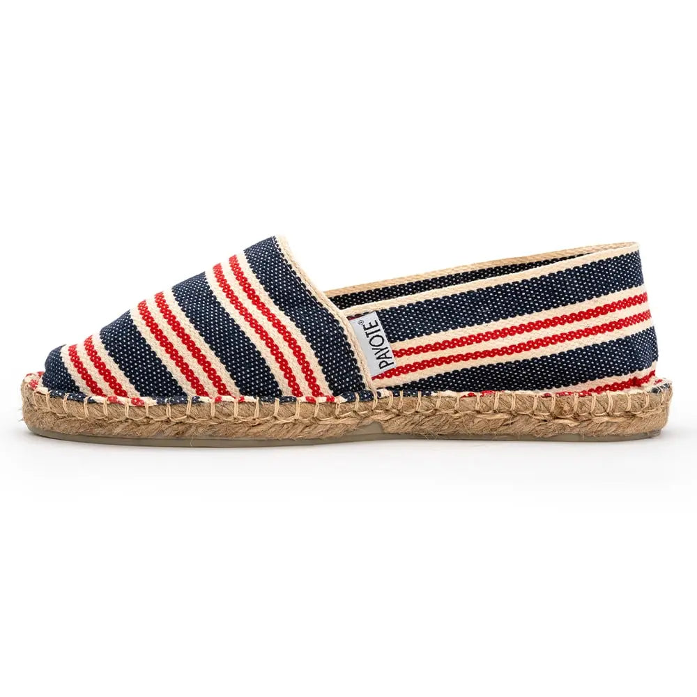 Espadrille denim rayée rouge