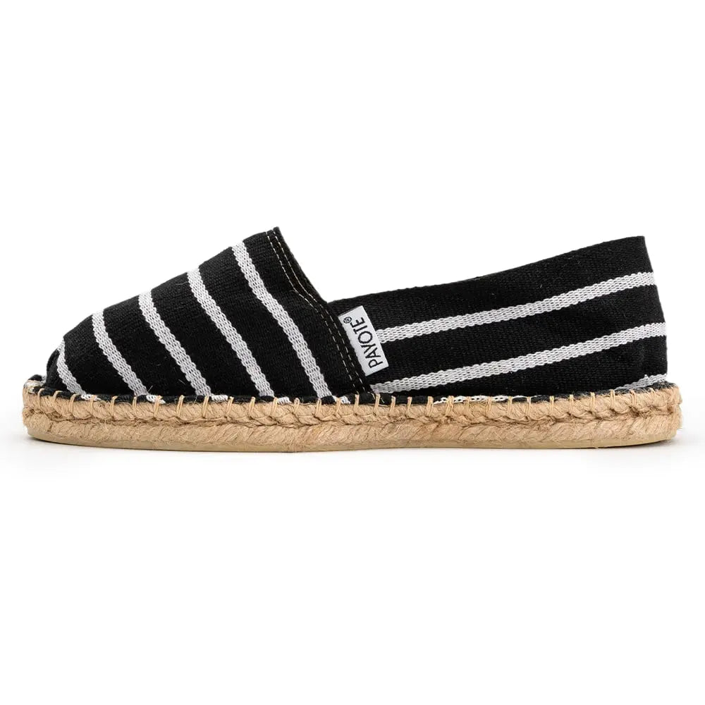 Espadrille noire rayée blanc