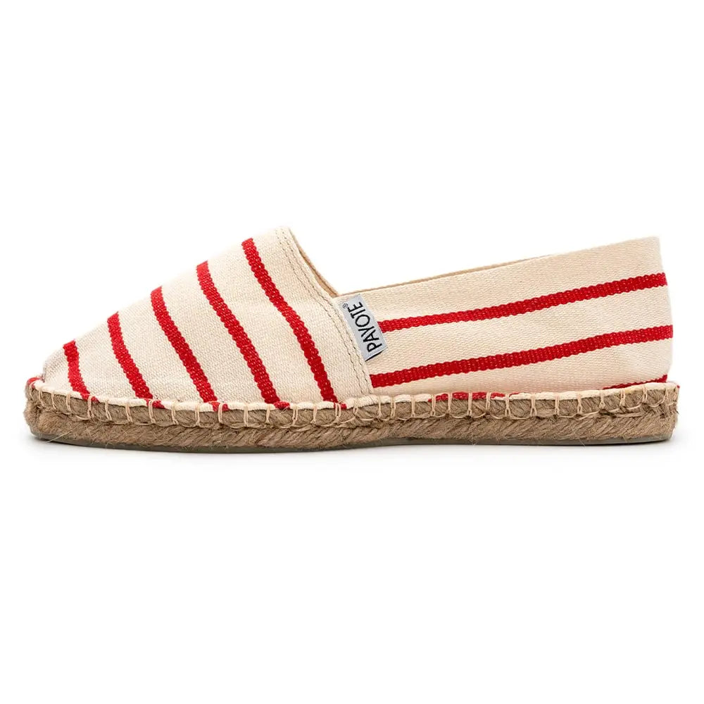 Espadrille blanche rayée rouge