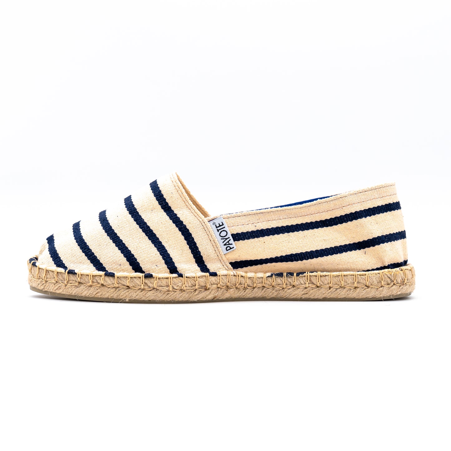 Espadrille blanche rayée bleu