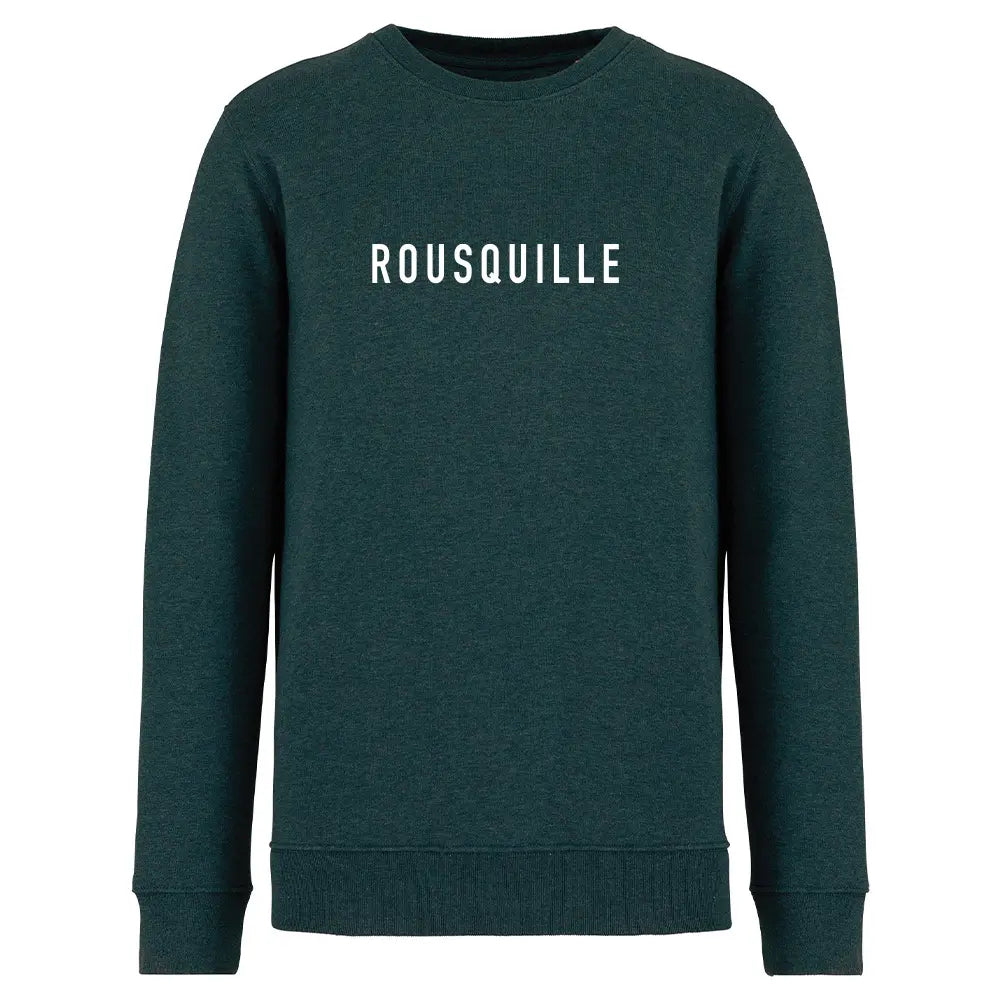 Sweat col rond Rousquille vert chiné