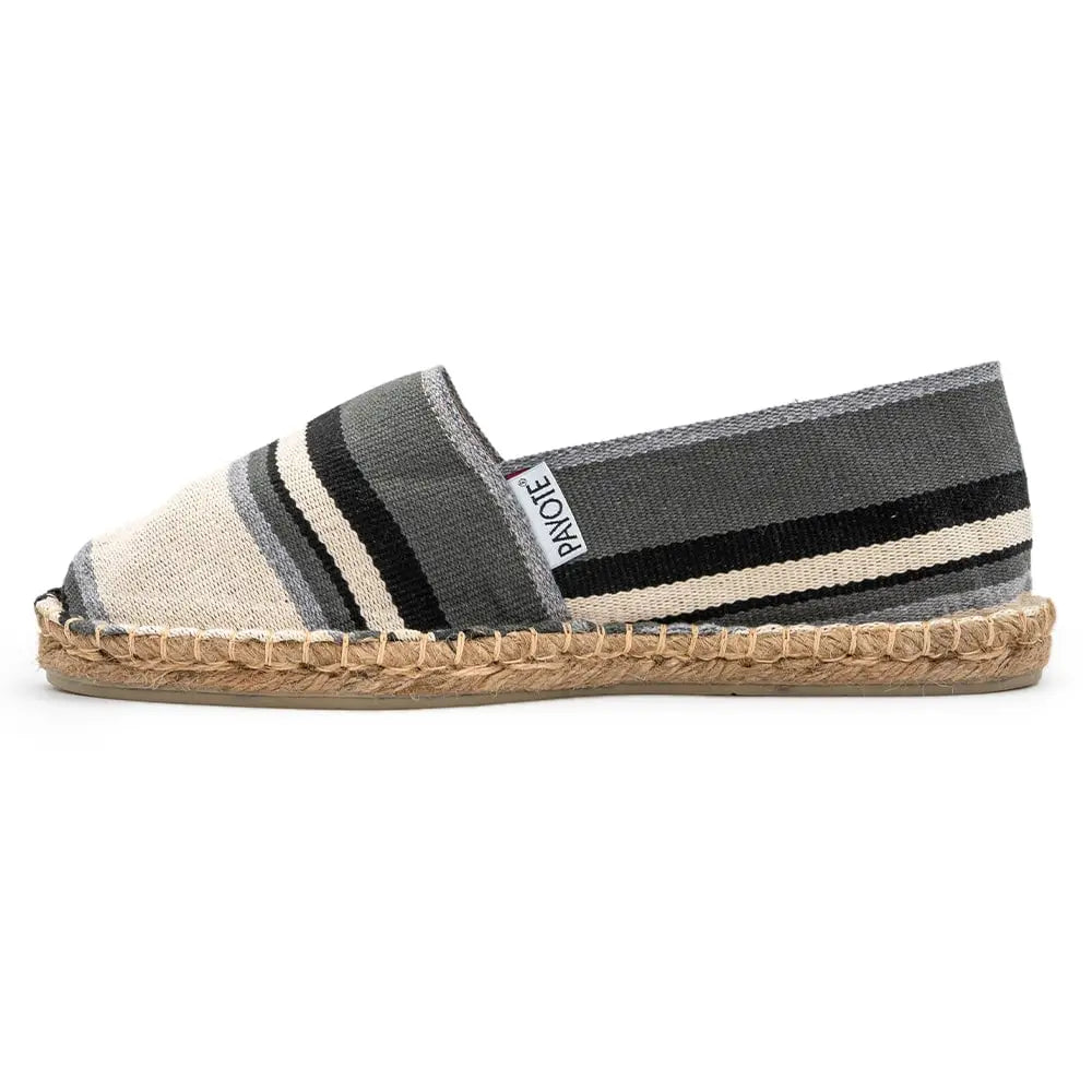 Espadrille rayée grise et noire