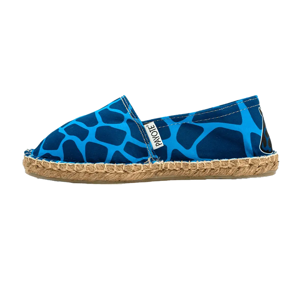 Vue de profil de l'espadrille girafon bleu