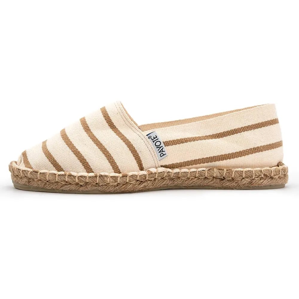 Espadrille blanche rayée beige