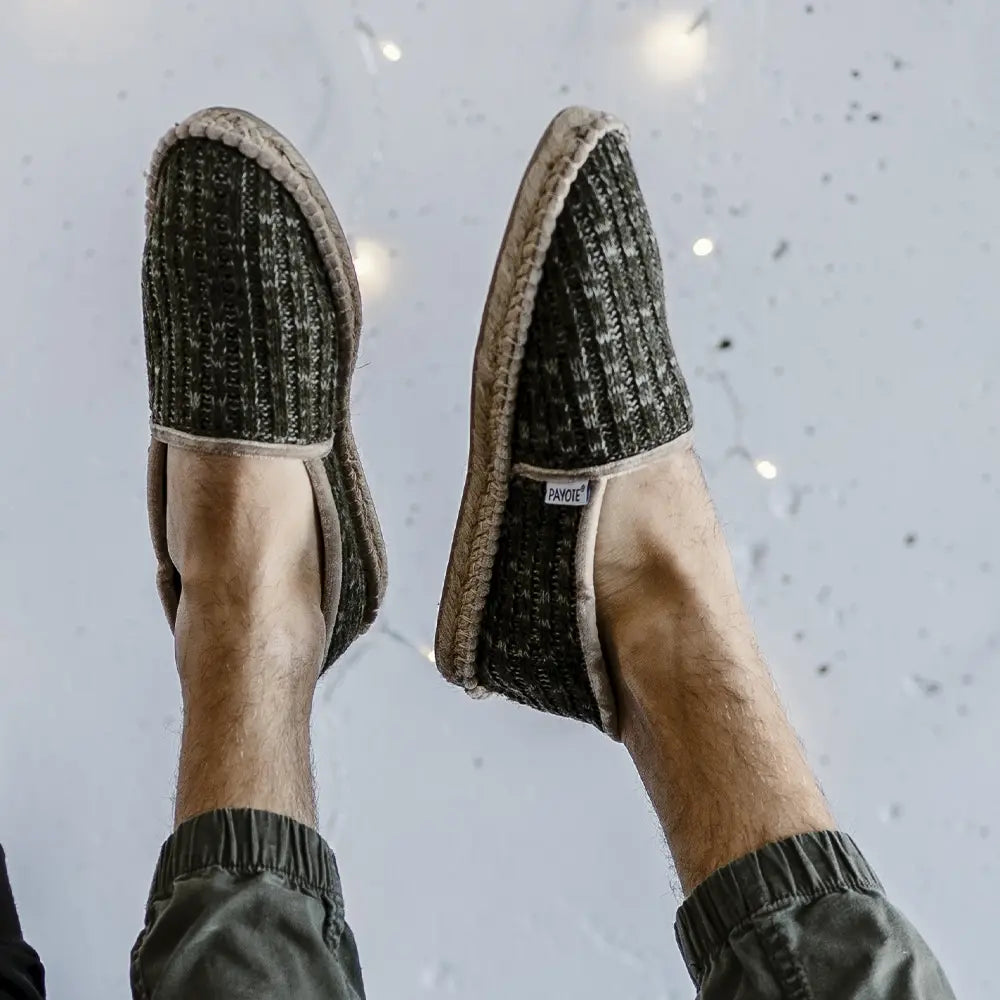 Le chausson espadrille kaki est made in France