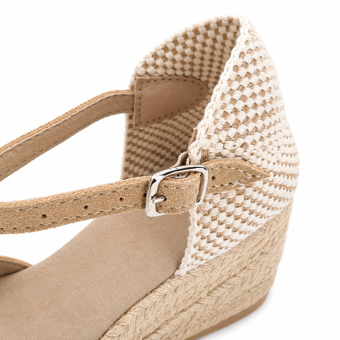 Espadrille Compensée Olympe Beige à boucle - T3