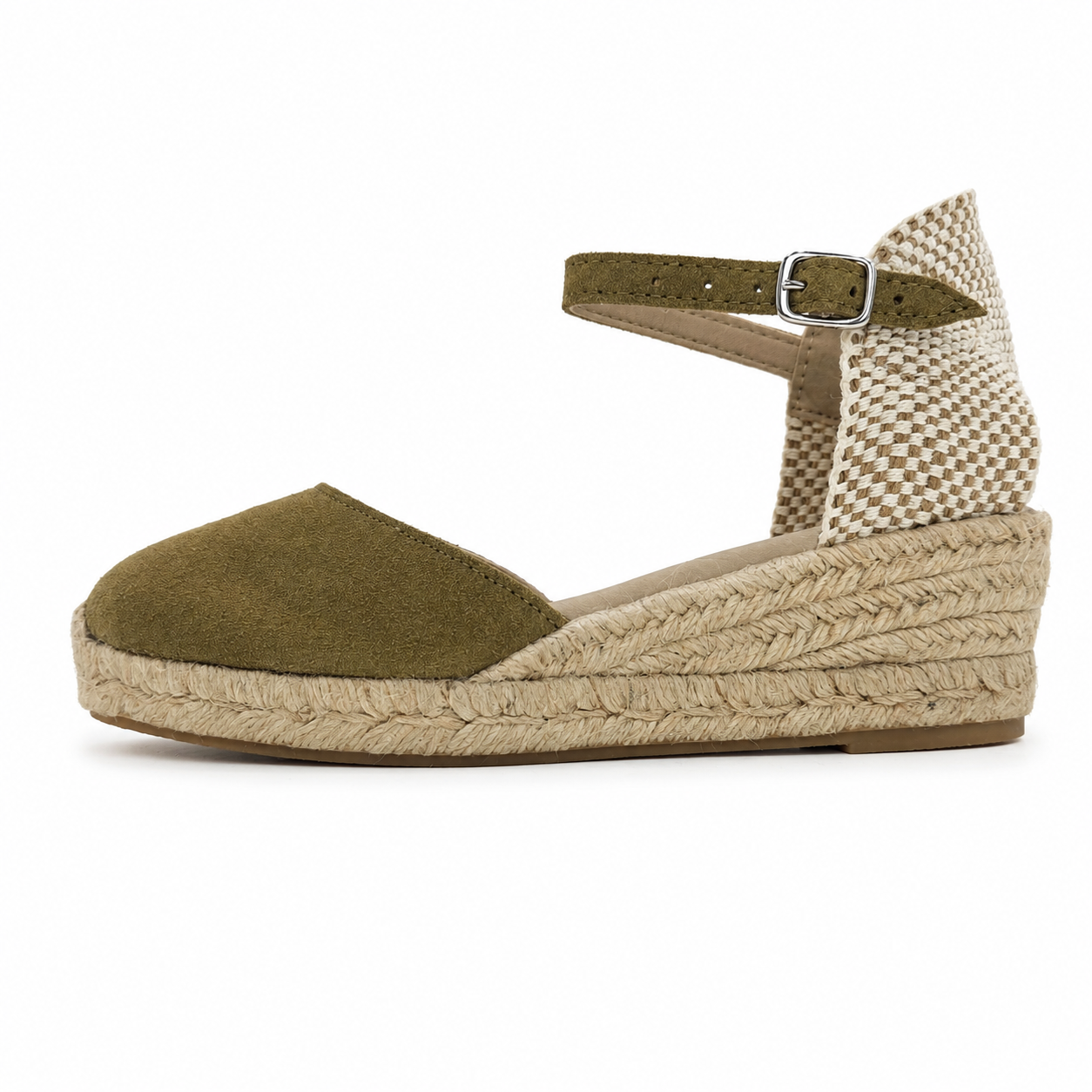 Espadrille Compensée Olympe kaki à boucle - T3