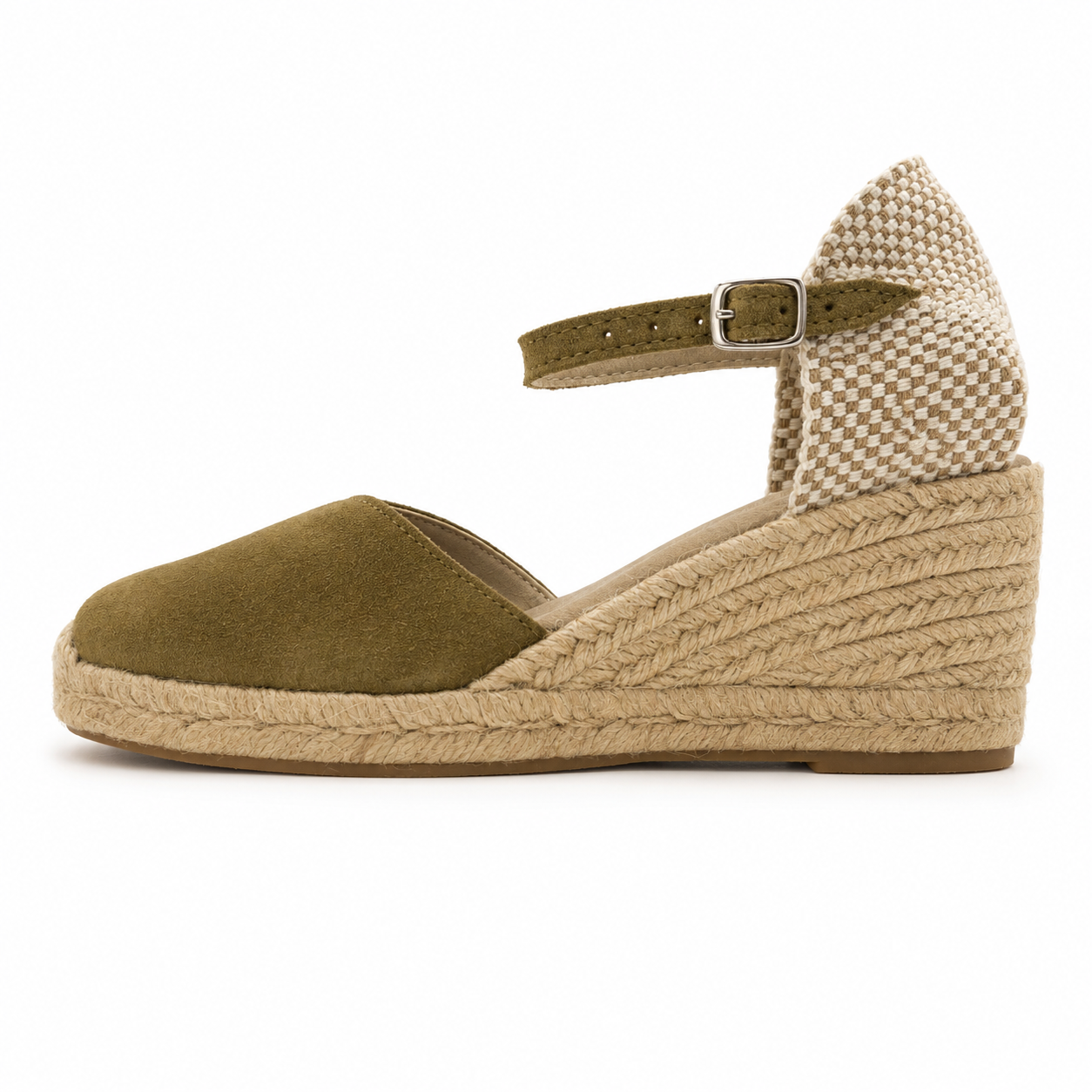 Espadrille Compensée Victoire kaki à boucle - T5