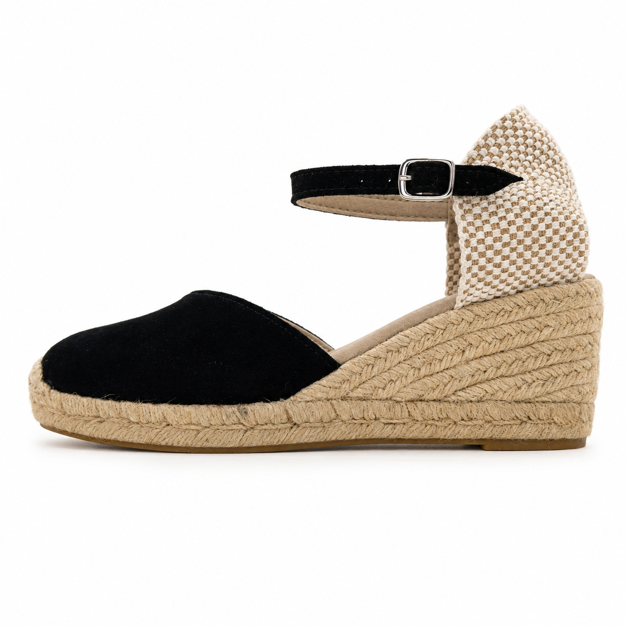Espadrille Compensée Victoire noire à boucle - T5