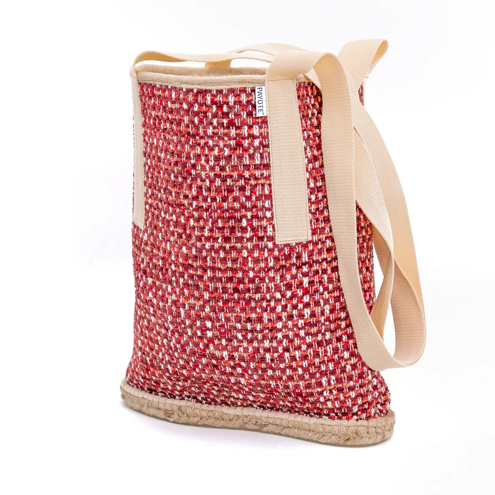 Sac espadrille Fourré Pied-de-Poule Rose Foncé