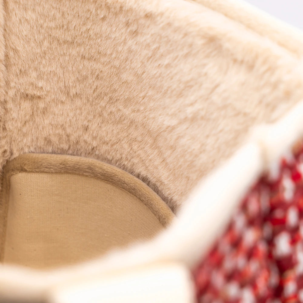 Sac espadrille Fourré Pied-de-Poule Rose Foncé