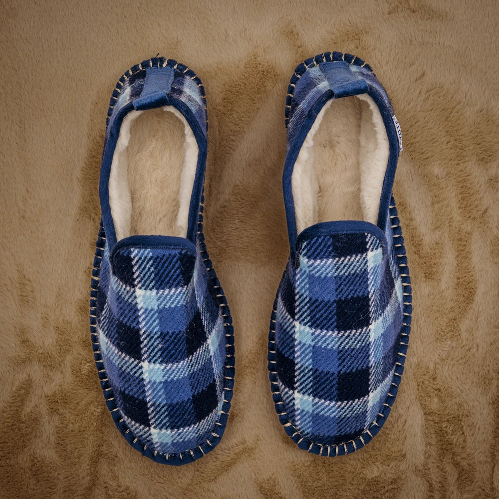 Espadrille Charentaise à Carreaux Bleus