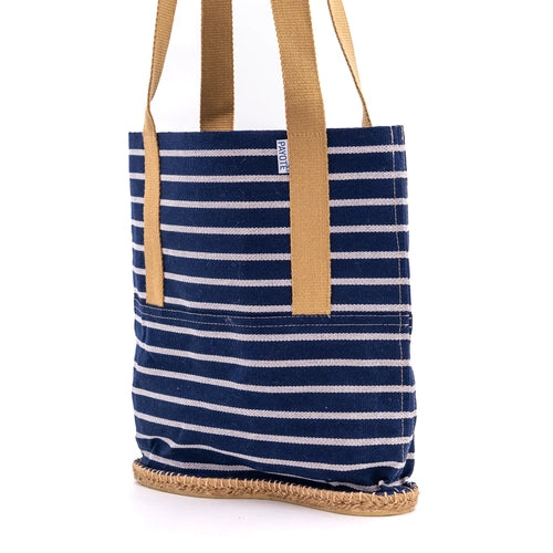 Sac espadrille bleu marine rayé blanc