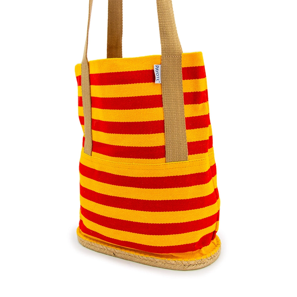 Sac espadrille rayé rouge et jaune made in France