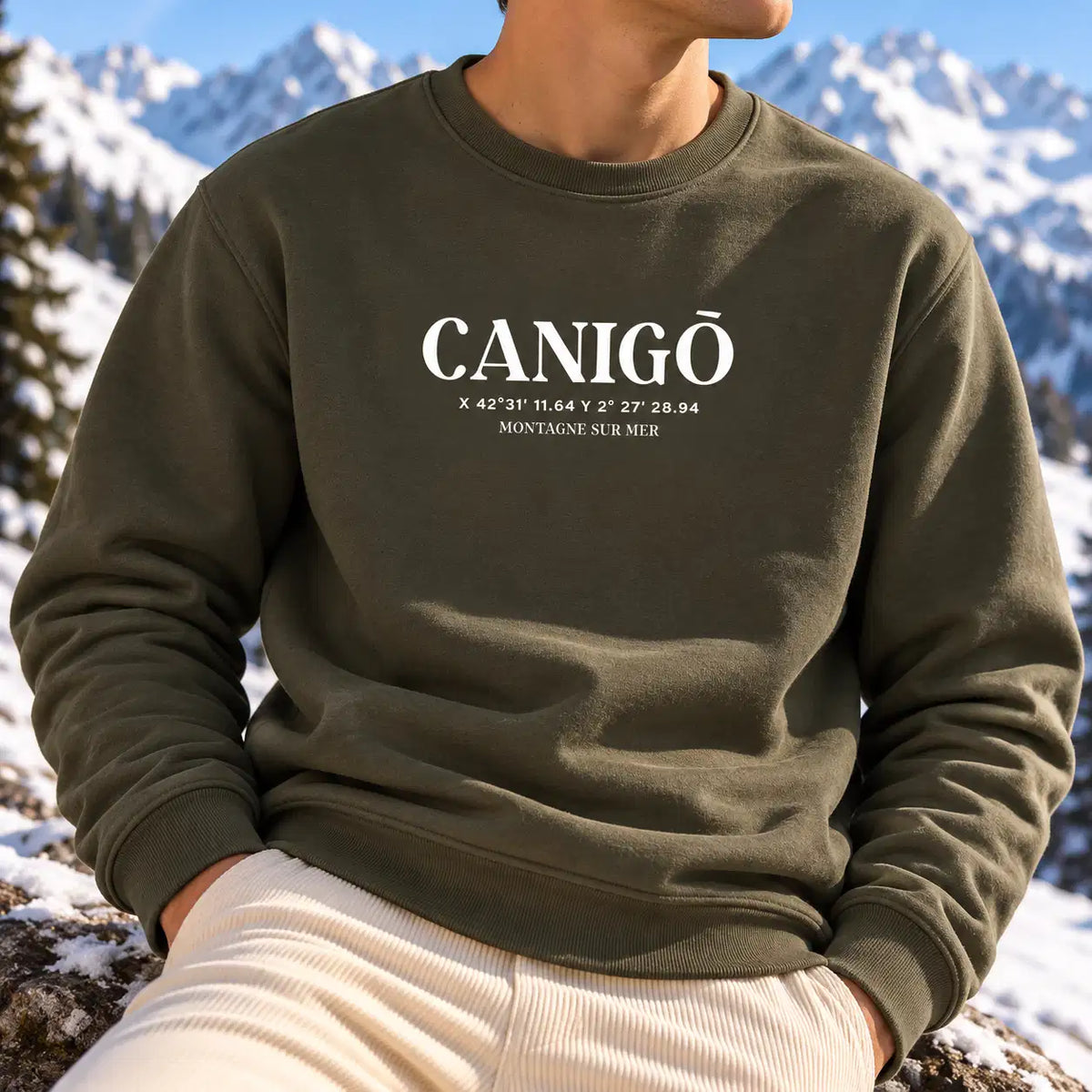 Recycled Round Neck Sweatshirt - Canigó compass