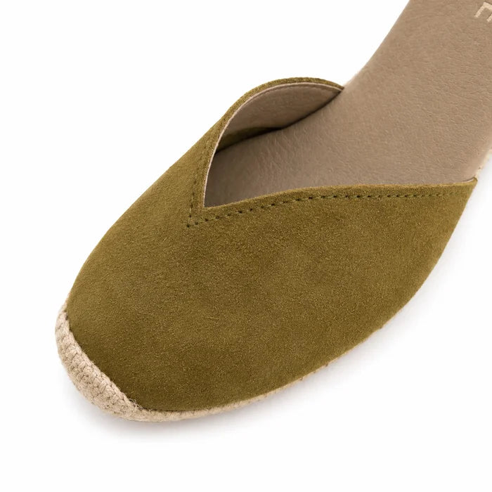 Espadrille Compensée Victoire Kaki à ruban - T7