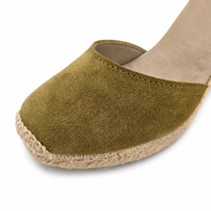 Espadrille Compensée Olympe Kaki à ruban - T5