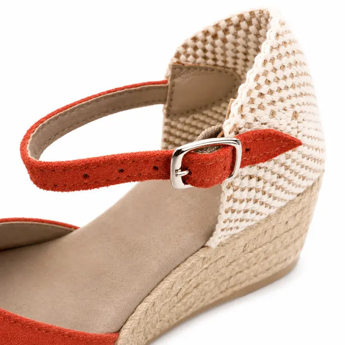 Espadrille Compensée Victoire Corail à boucle - T5