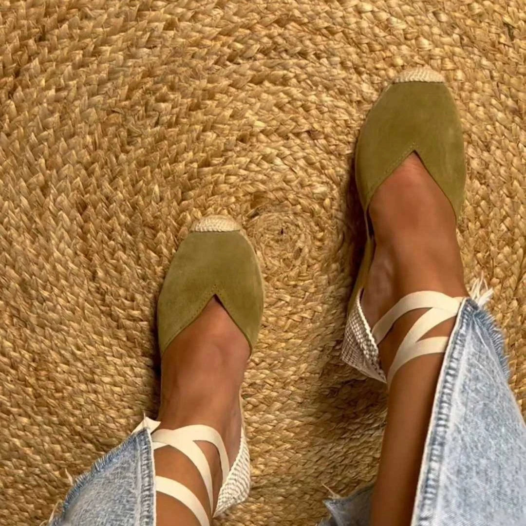 Espadrille Compensée Victoire Kaki à ruban - T7